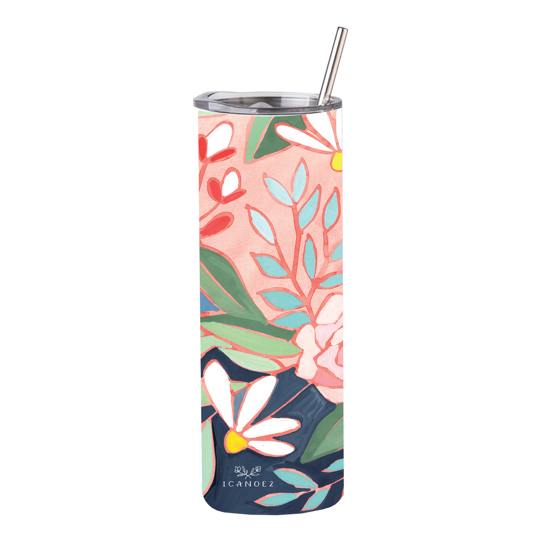 Watercolor Floral Tumbler - Merry Piglets