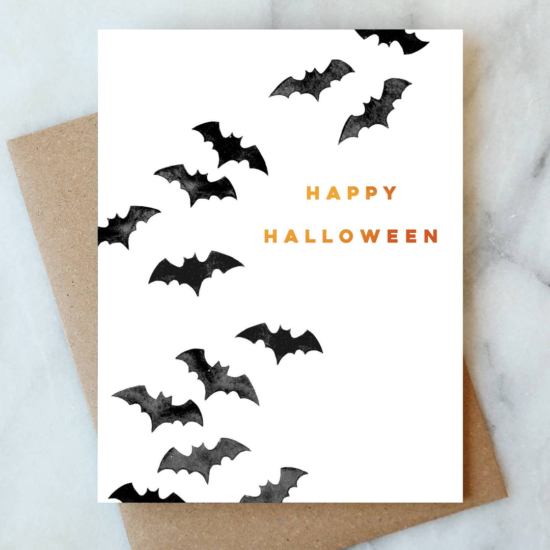 Bats Halloween Greeting Card - Merry Piglets