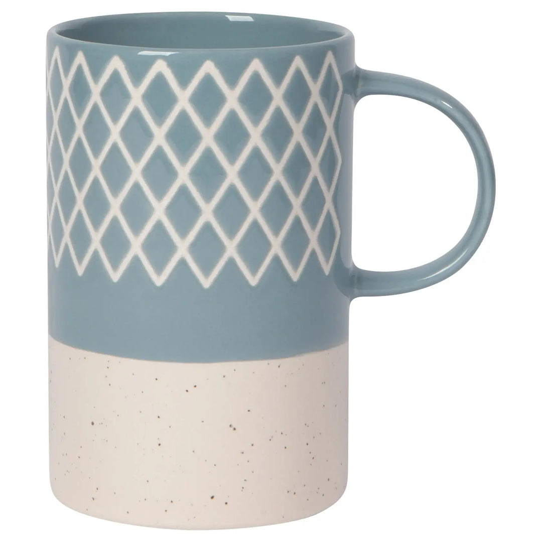 Slate Blue Stoneware Etch Mug - Merry Piglets