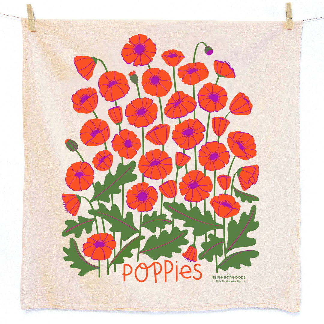 Poppies Dish Towel - Merry Piglets