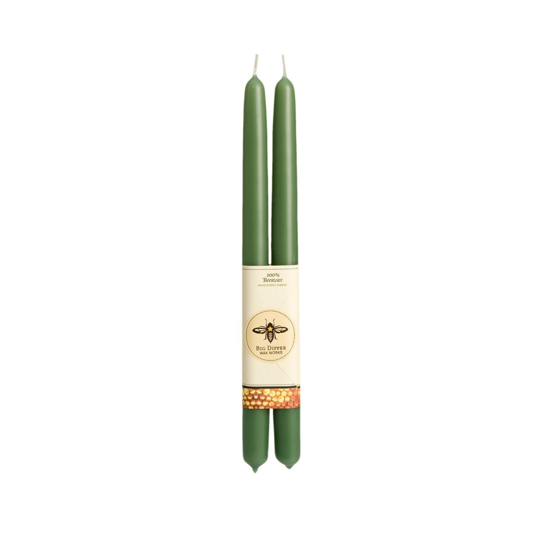 Moss Beeswax Taper Candles - Merry Piglets