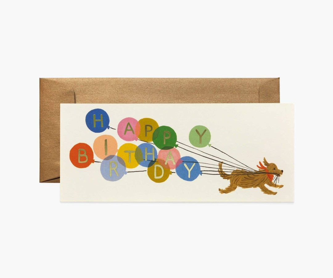 Balloon Birthday Greeting Card - Merry Piglets