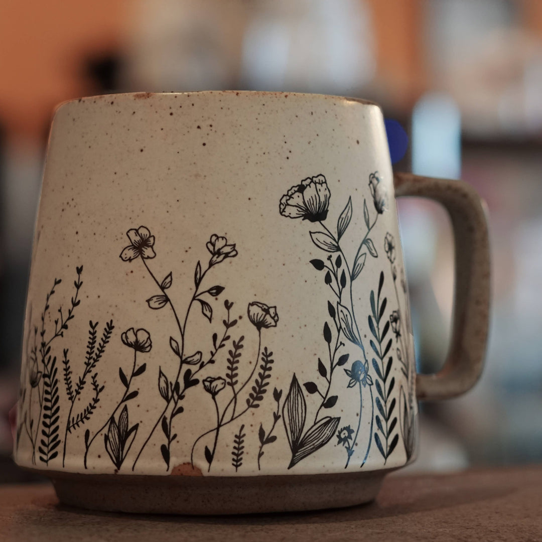 Flowers Stoneware Mug - Merry Piglets