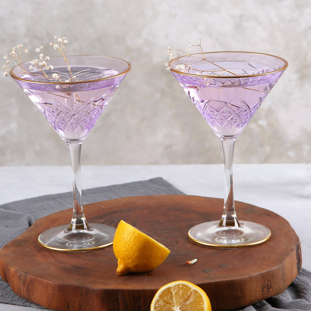 Lavender Art Deco Martini Glass - Merry Piglets