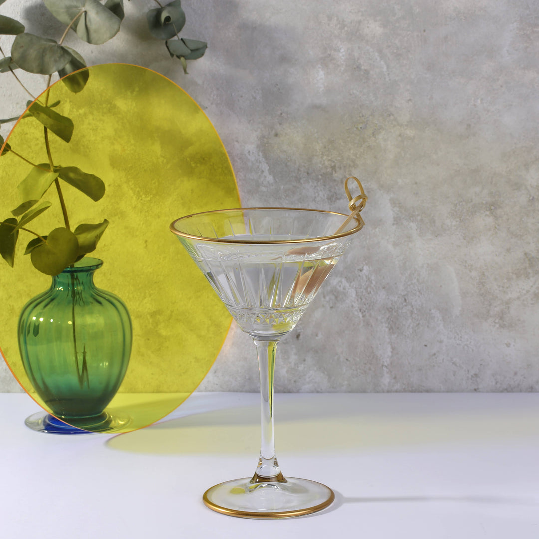 Gold Rimmed Martini Glass - Merry Piglets