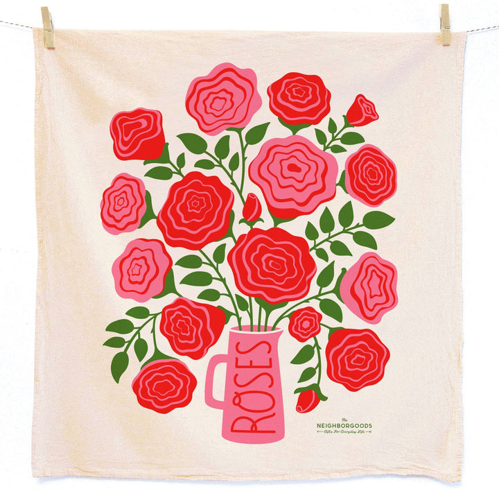 Roses Dish Towel - Merry Piglets