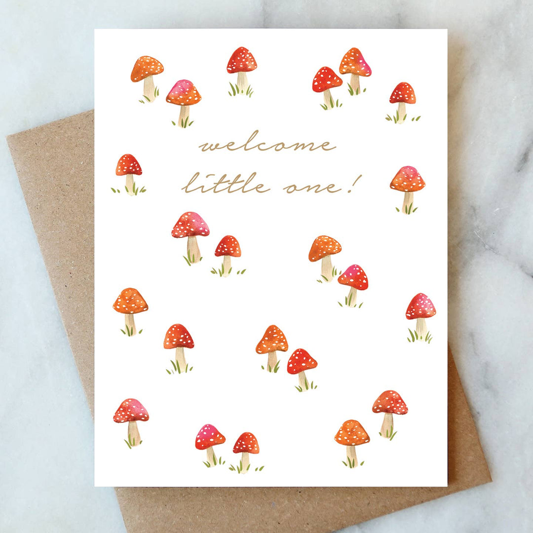 Little Mushroom Baby Greeting Card - Merry Piglets