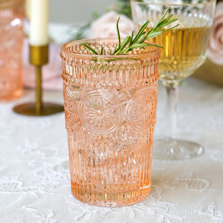 Textured Rose Drinking Glass - Merry Piglets