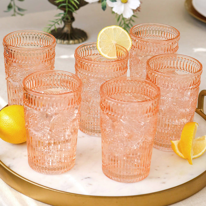 Textured Rose Drinking Glass - Merry Piglets