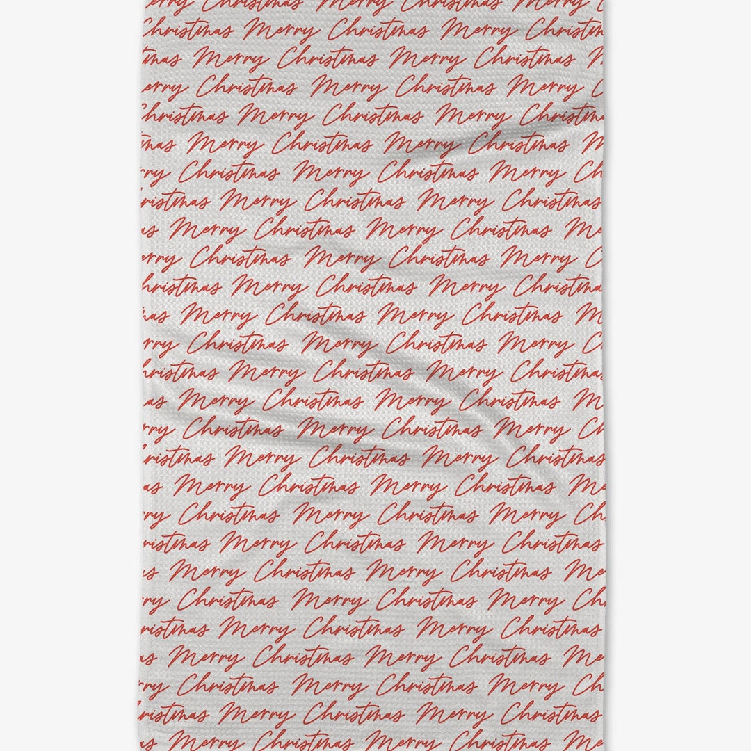 Christmas Greeting Tea Towel - Merry Piglets