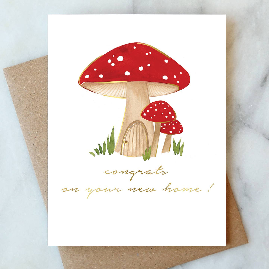 Mushrooms New Home Greeting Card - Merry Piglets
