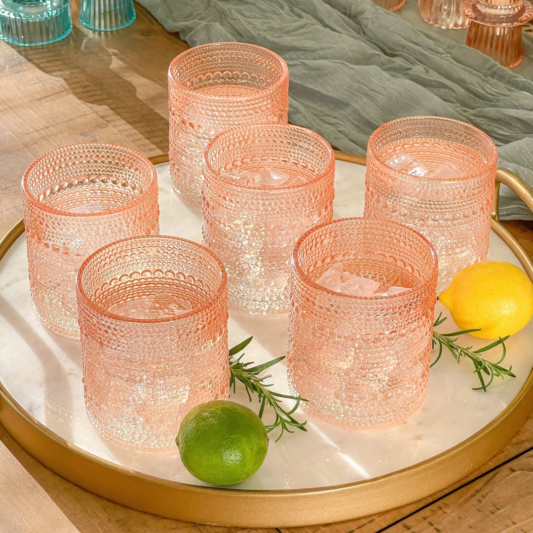 Beaded Blush Drinking Glass - Merry PigletsKate Aspen