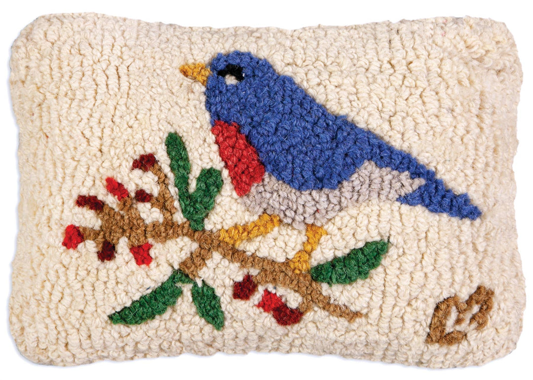 Bluebird and Berries Wool Pillow - Merry PigletsChandler 4 Corners