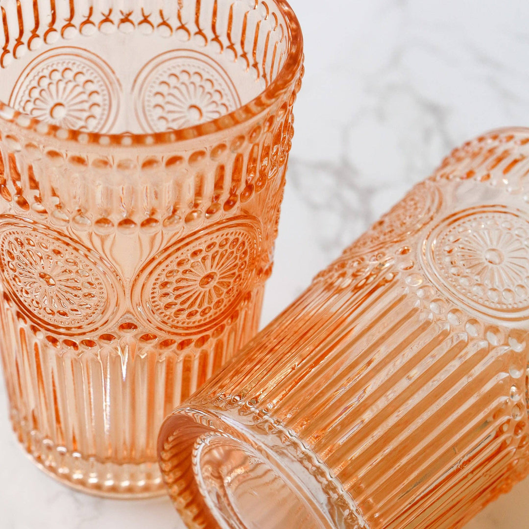 Textured Rose Drinking Glass - Merry Piglets