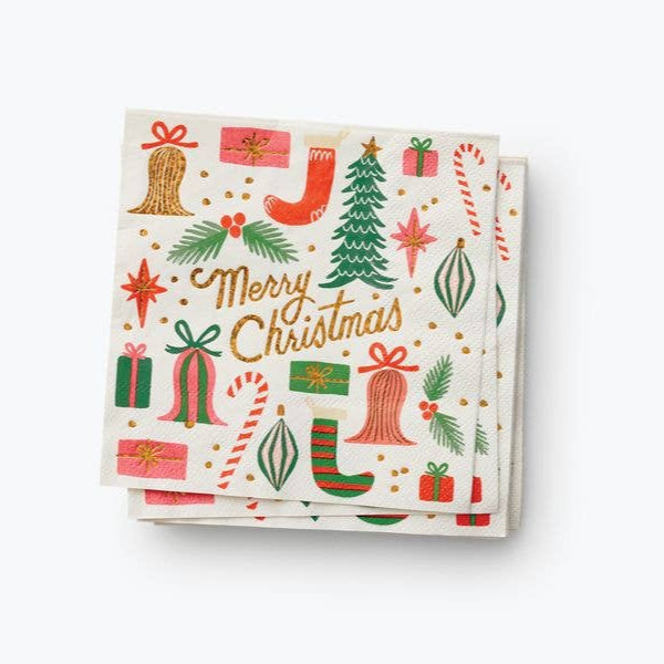 Deck the Halls Cocktail Napkins - Merry Piglets