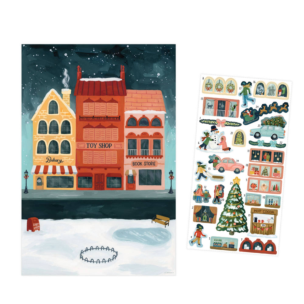 Christmas Countdown Calendar - City Sidewalk - Merry Piglets1canoe2 | One Canoe Two Paper Co.