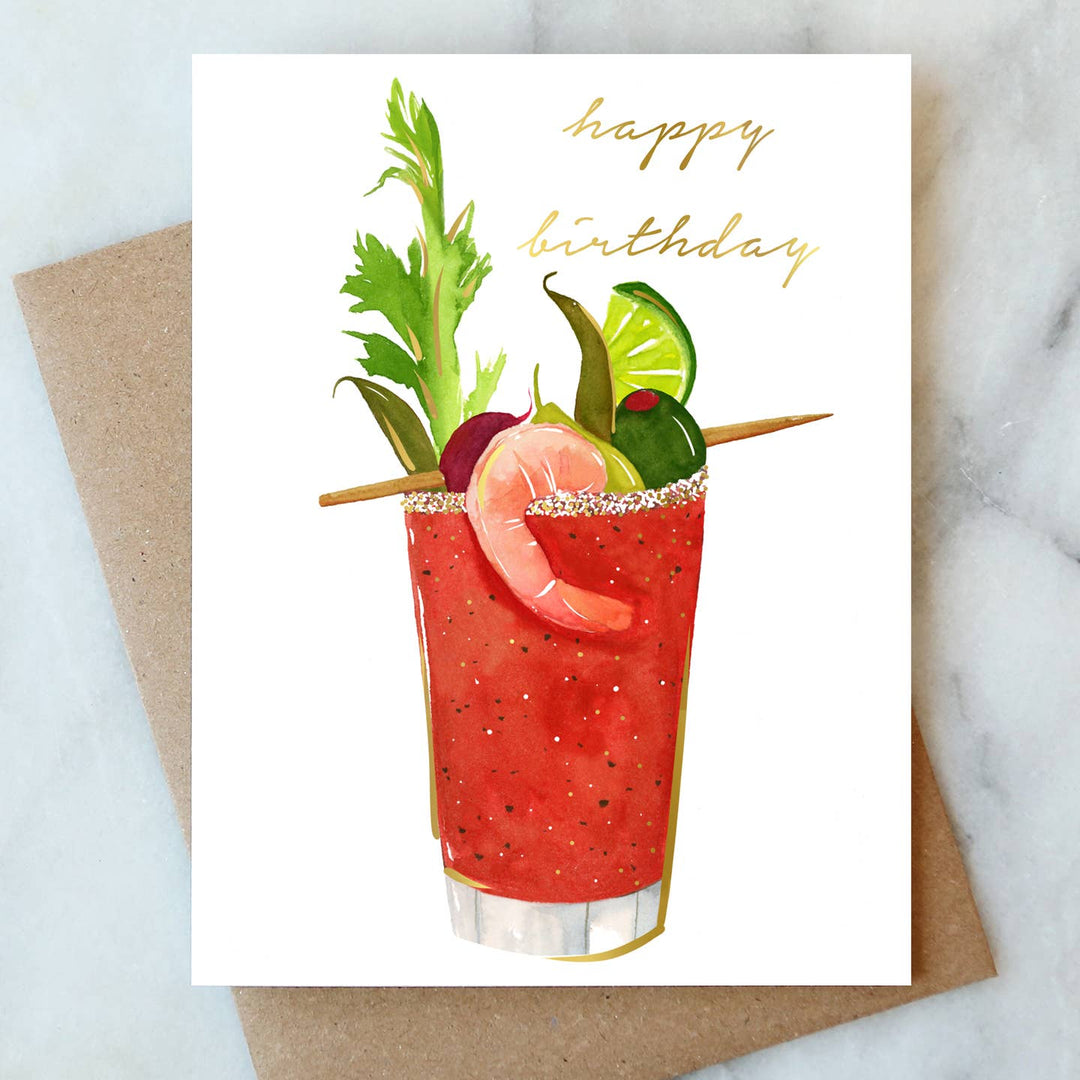 Bloody Mary Birthday Greeting Card - Merry Piglets