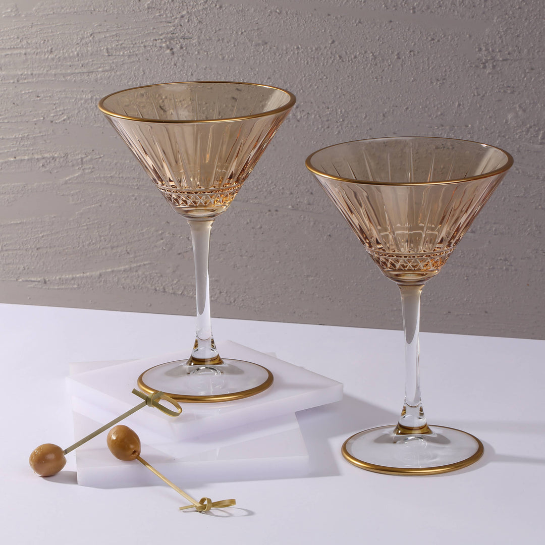 Amber Art Deco Martini Glass - Merry Piglets