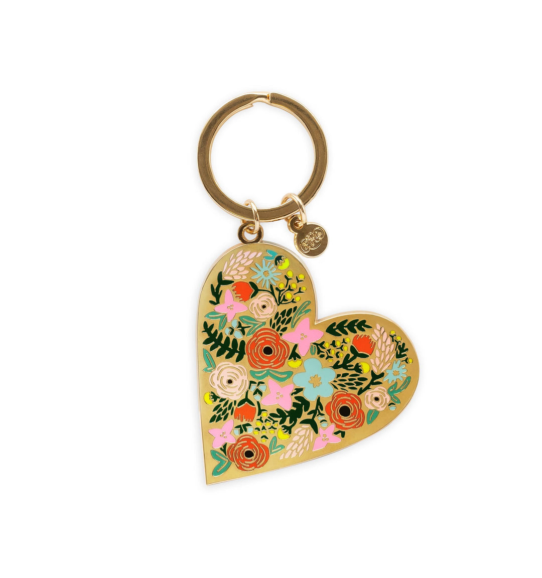 Floral Heart Enamel Keychain - Merry Piglets