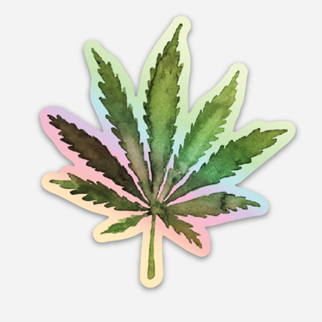 Holographic Cannabis Sticker - Merry Piglets