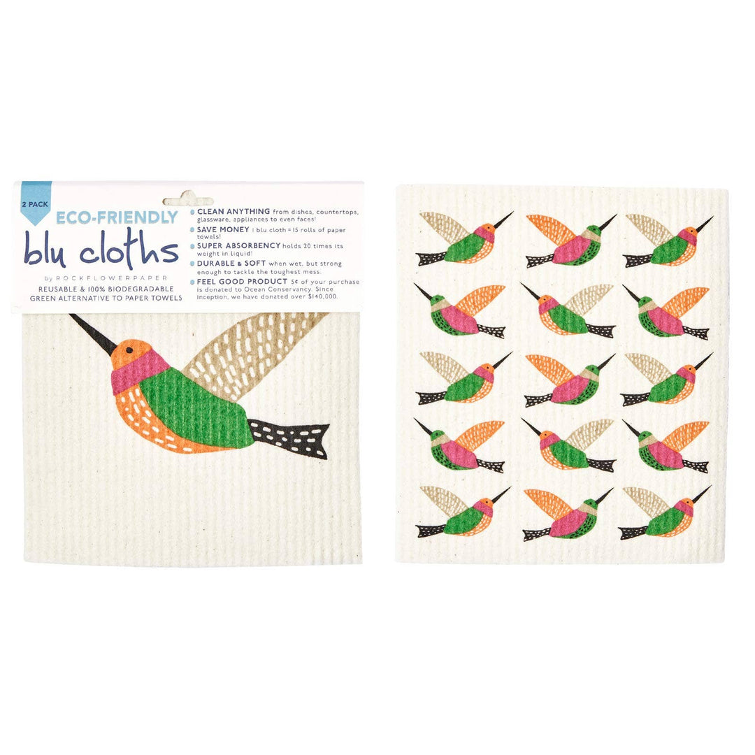 Hummingbird Reusable Sponge-Cloth, Set of 2 - Merry Piglets