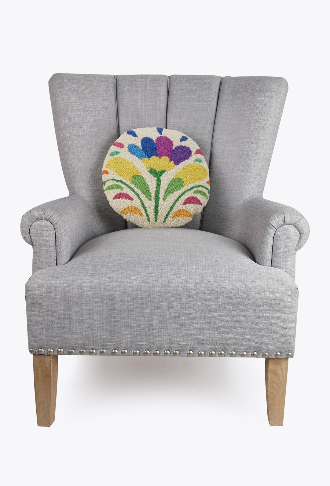 Flower Round Wool Pillow - Merry PigletsPeking Handicraft