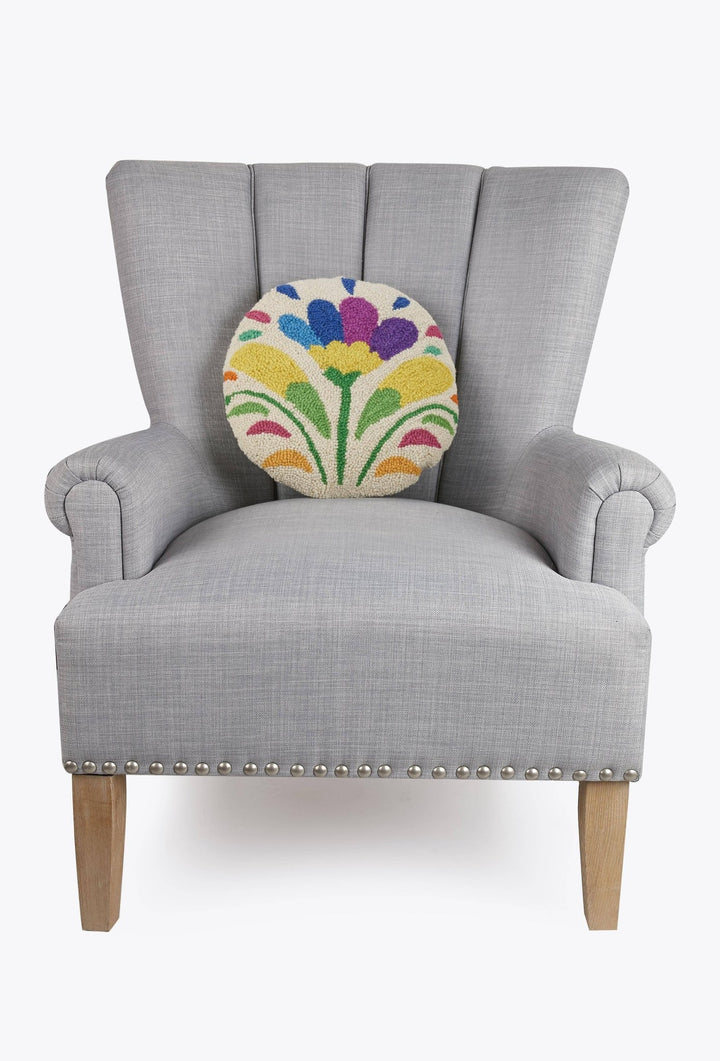 Flower Round Wool Pillow - Merry PigletsPeking Handicraft