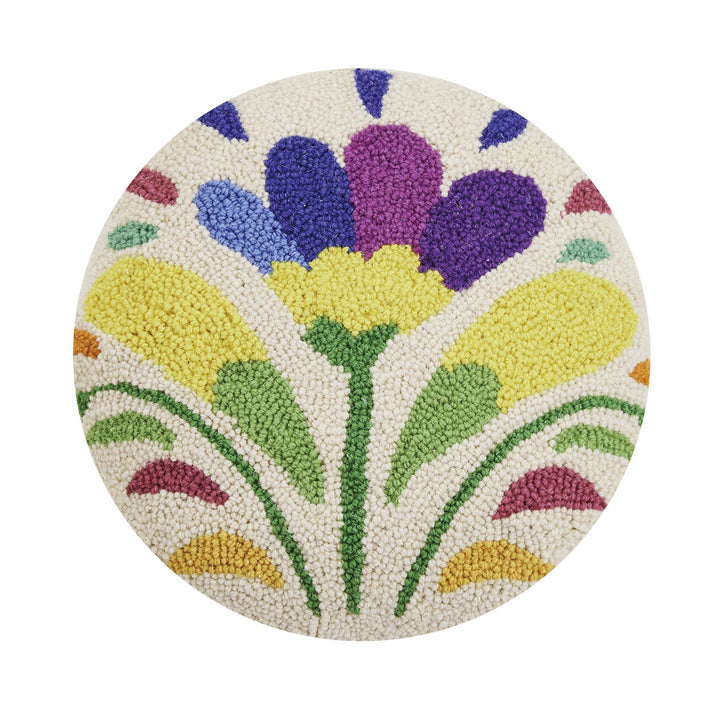 Flower Round Wool Pillow - Merry PigletsPeking Handicraft