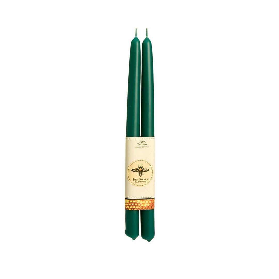 Forest Green Beeswax Taper Candles - Merry PigletsBig Dipper Wax Works