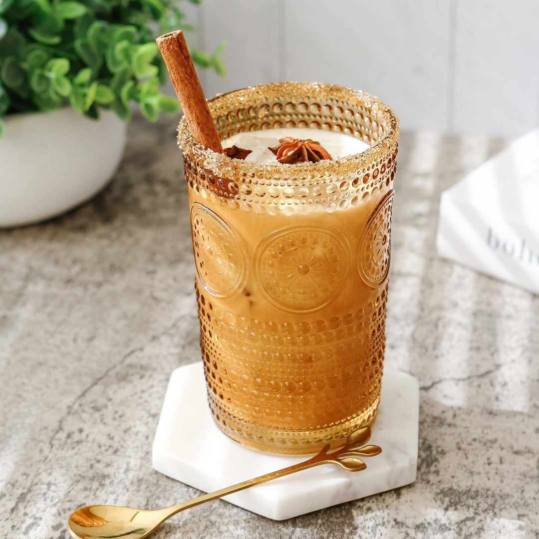 Hobnail Amber Drinking Glass - Merry PigletsKate Aspen