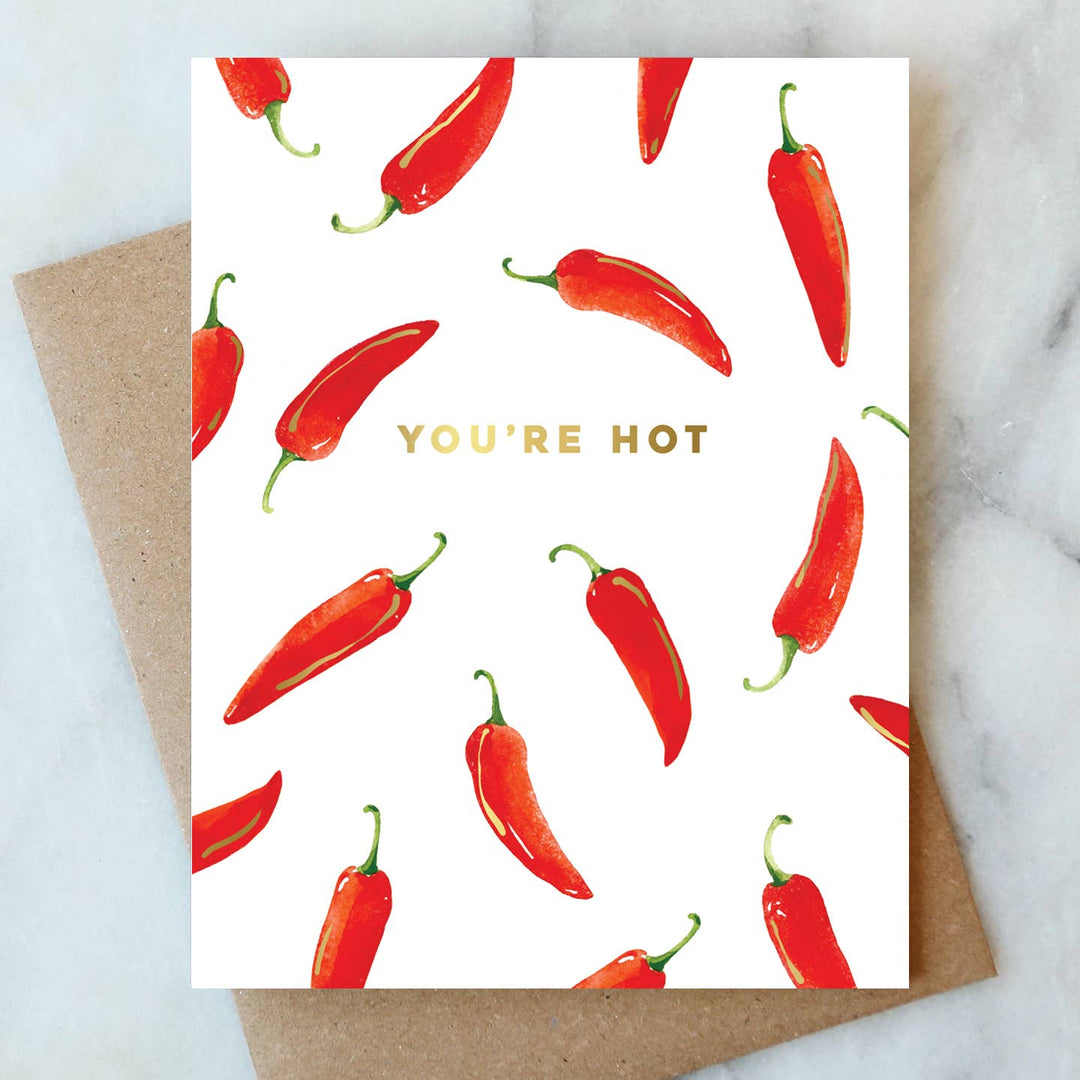 Hot Pepper Love Greeting Card - Merry PigletsAbigail Jayne Design
