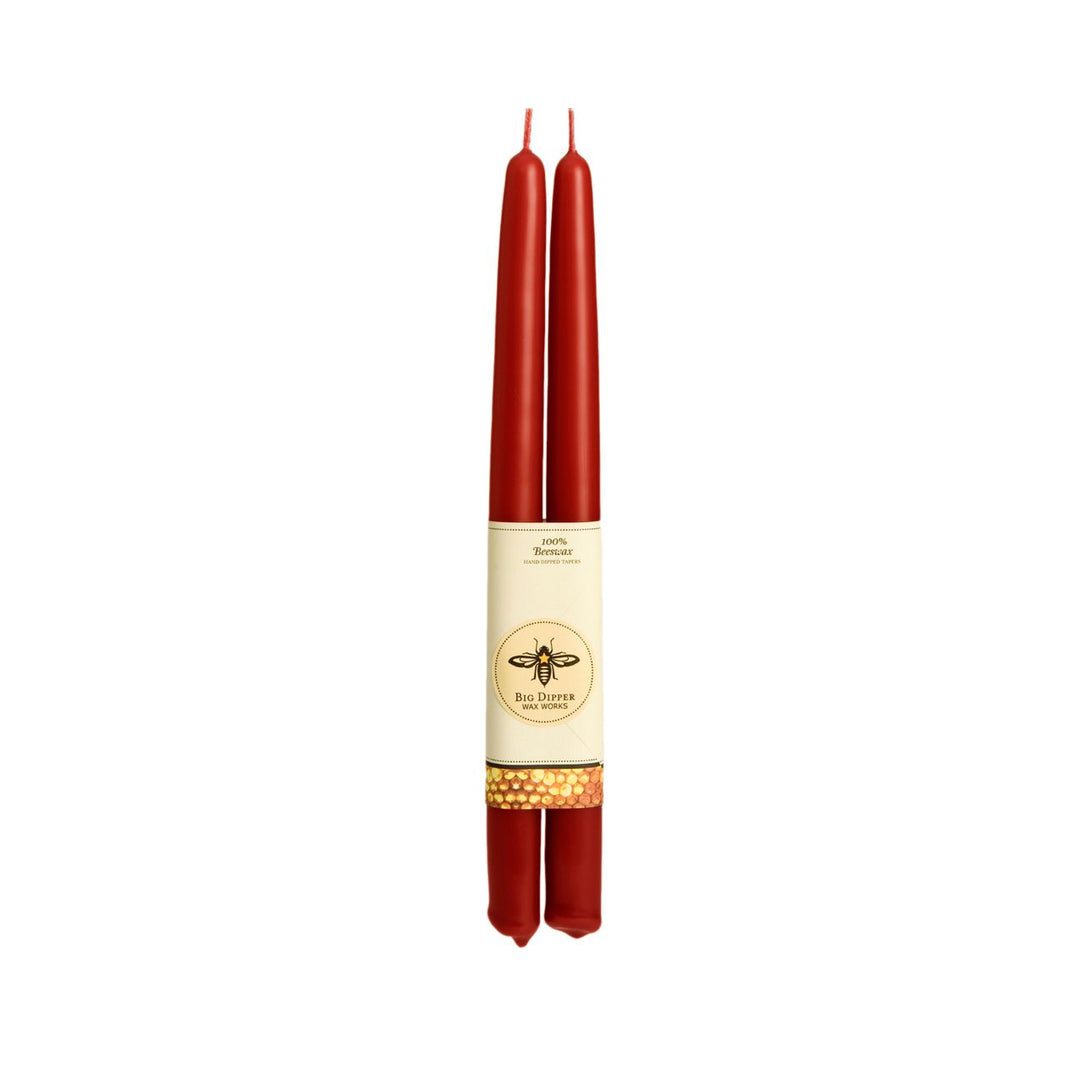 Red Beeswax Taper Candles - Merry PigletsBig Dipper Wax Works