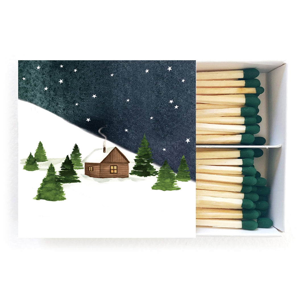 Snowy Cabin Matches - Merry PigletsAbigail Jayne Design