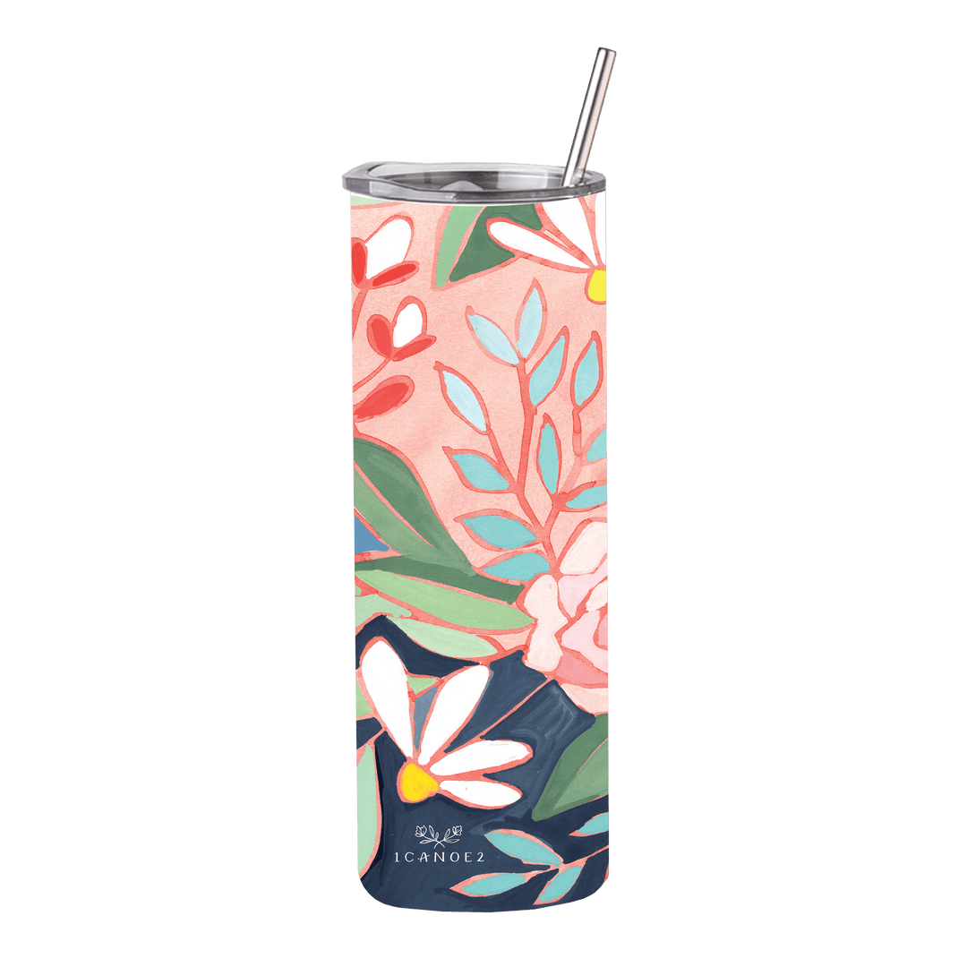 Watercolor Floral Tumbler - Merry Piglets1canoe2 | One Canoe Two Paper Co.